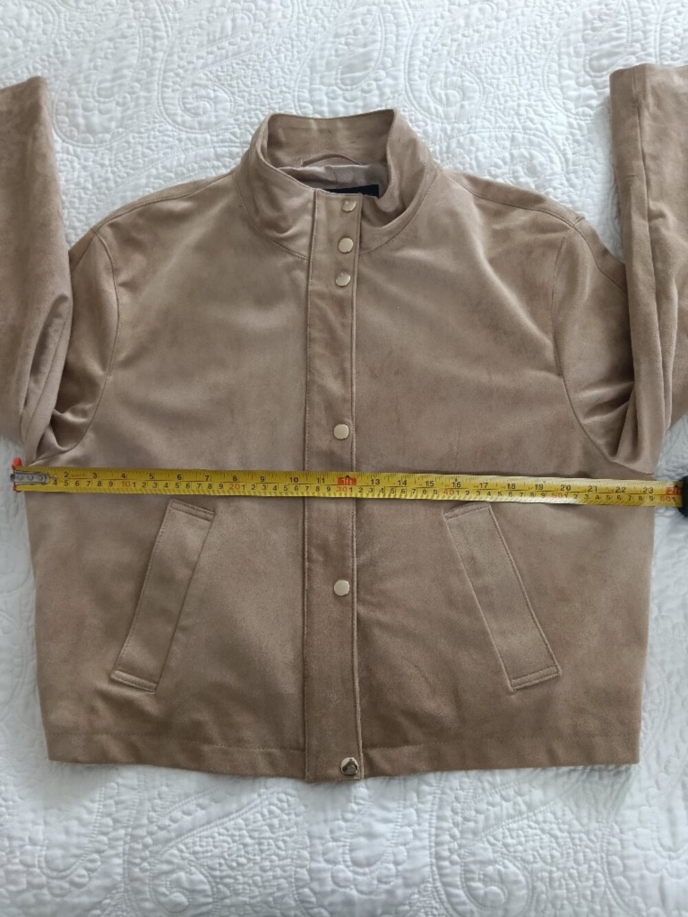 ZARA FAUX SUEDE HIGH-NECK BOMBER JACKET US XL - NWOT - Picture 10 of 16
